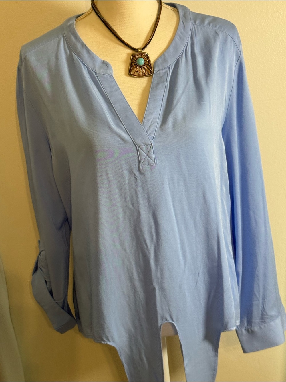 Chico's Light Blue V-Neck Long Sleeve Tunic